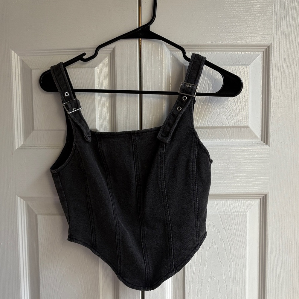Black Denim Corset Top